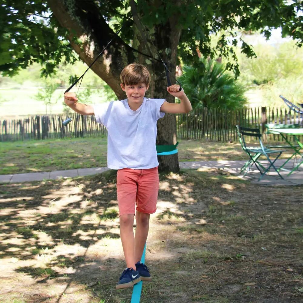 Slackline 15m Kit Apprentissage: 2 Slacklines +Cliquets, Sangle, Protection, Sac 3/6