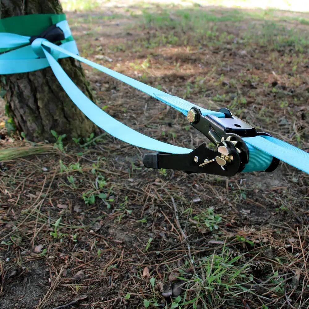 Slackline 15m Kit Apprentissage: 2 Slacklines +Cliquets, Sangle, Protection, Sac 4/6