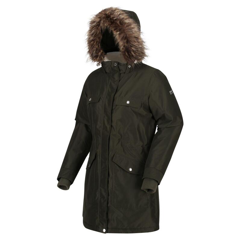 Samiyah Women's Hiking Insulated Parka Jacket - Dark Khaki