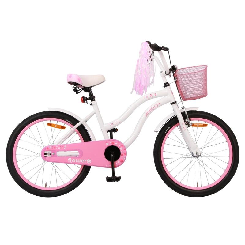 AMIGO Vélo fille Flower 20 pouces 33 cm Fille Frein à rétropédalage Blanc