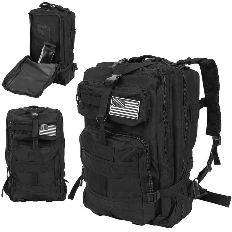 Rucsac tactic, 5 compartimente,  600D, negru, 38 L, 37x29x55 cm, Isotrade