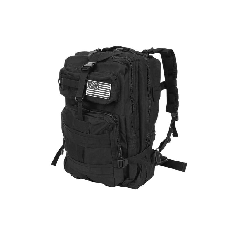 Rucsac tactic, 5 compartimente,  600D, negru, 38 L, 37x29x55 cm, Isotrade