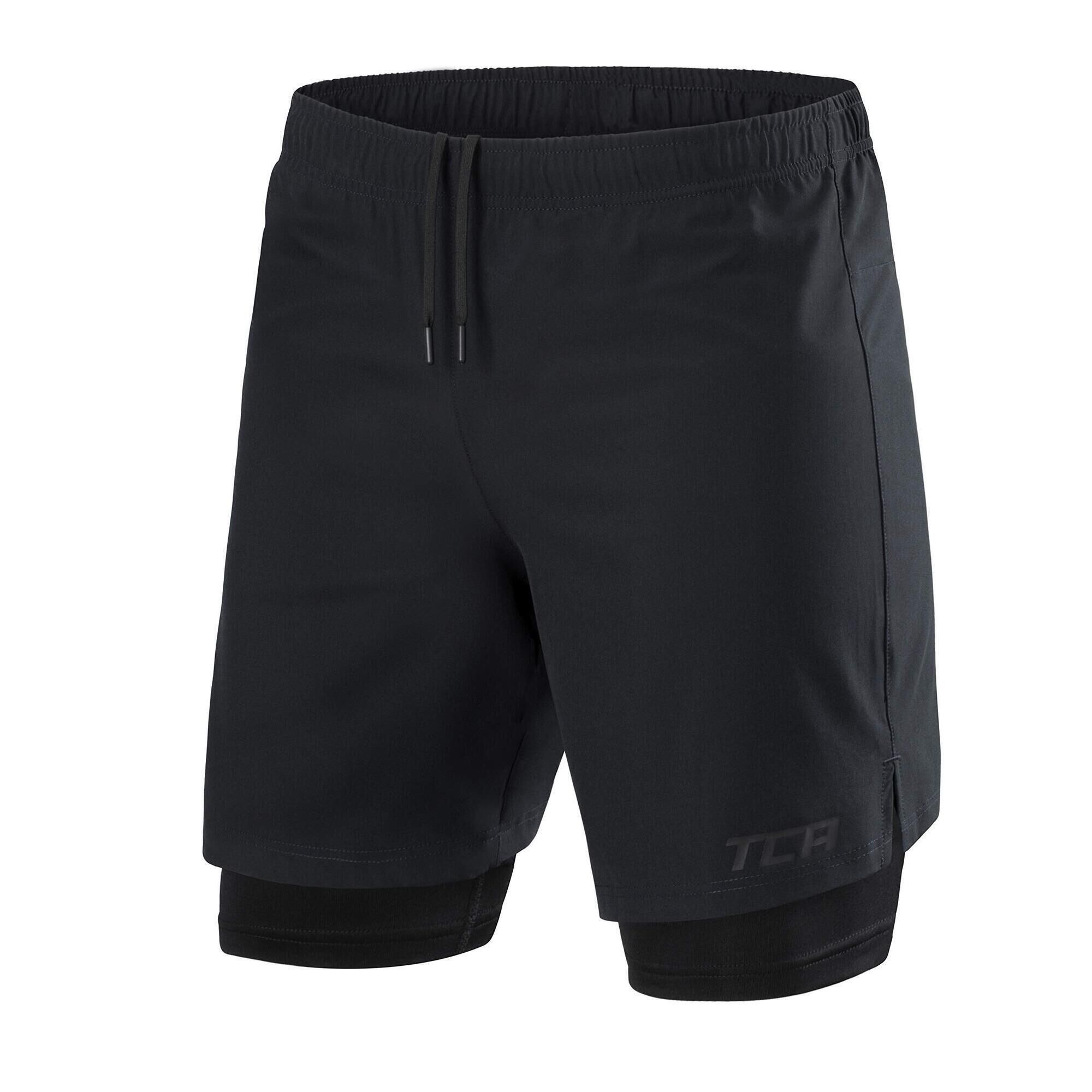 TCA Men's Ultra 2-in-1 Running Shorts with Key Pocket - Anthracite