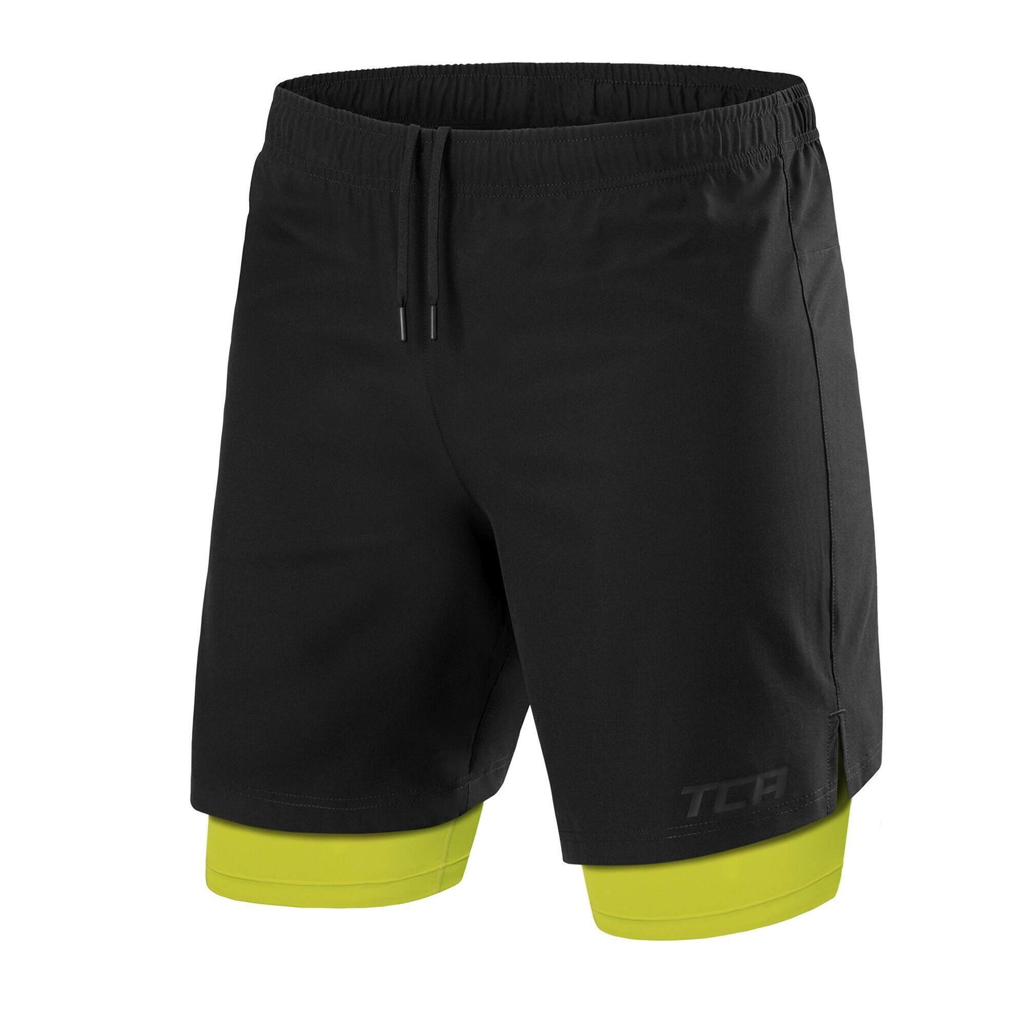 Men's Ultra 2-in-1 Running Shorts with Key Pocket - Black / Lime Punch 1/5