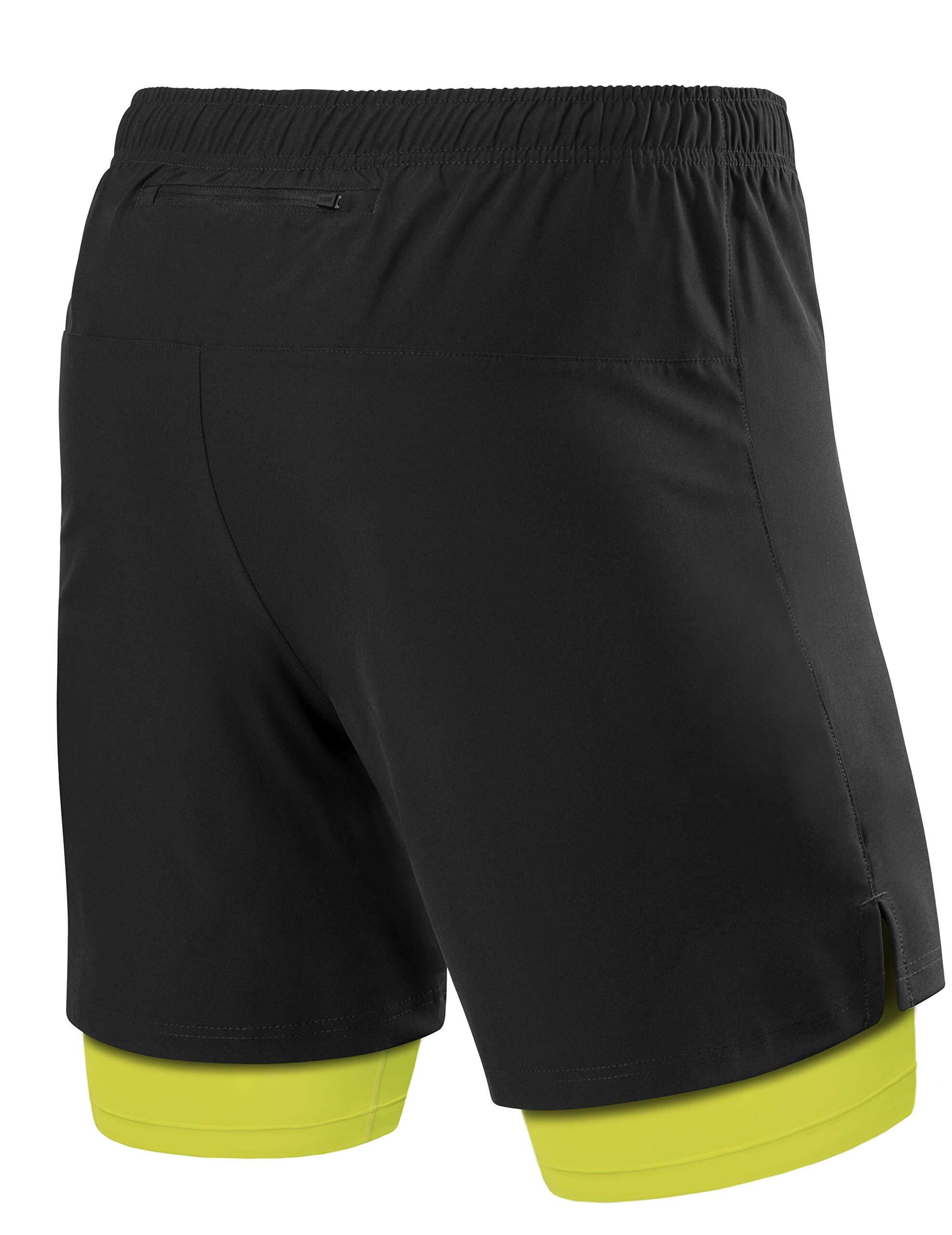 Men's Ultra 2-in-1 Running Shorts with Key Pocket - Black / Lime Punch 2/5