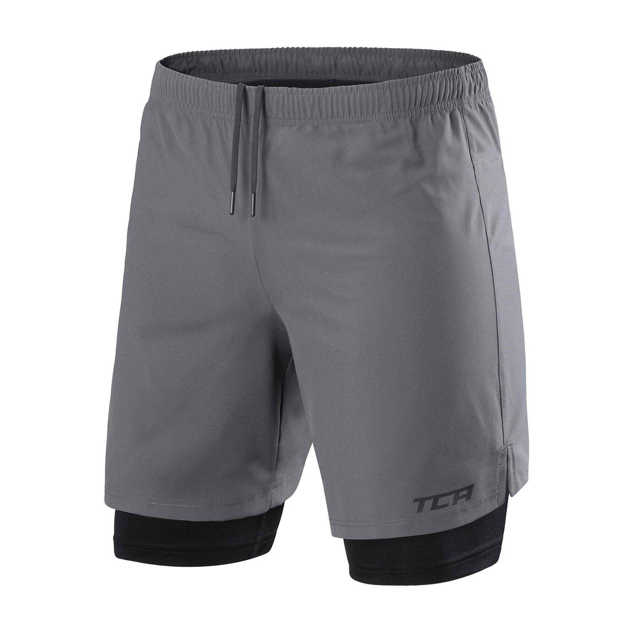 Men's Ultra 2-in-1 Running Shorts with Key Pocket - Asphalt 1/5