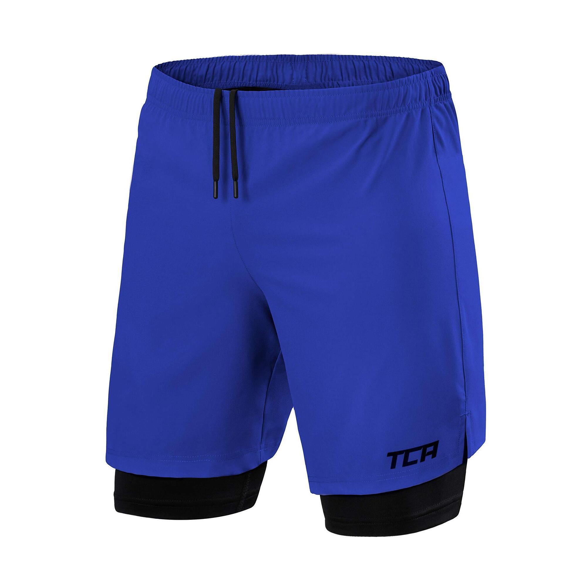 Men's Ultra 2-in-1 Running Shorts with Key Pocket - Cobalt / Black 1/5