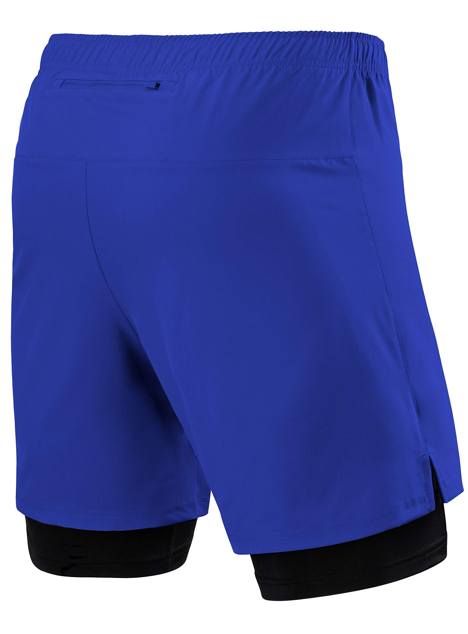 Men's Ultra 2-in-1 Running Shorts with Key Pocket - Cobalt / Black 2/5