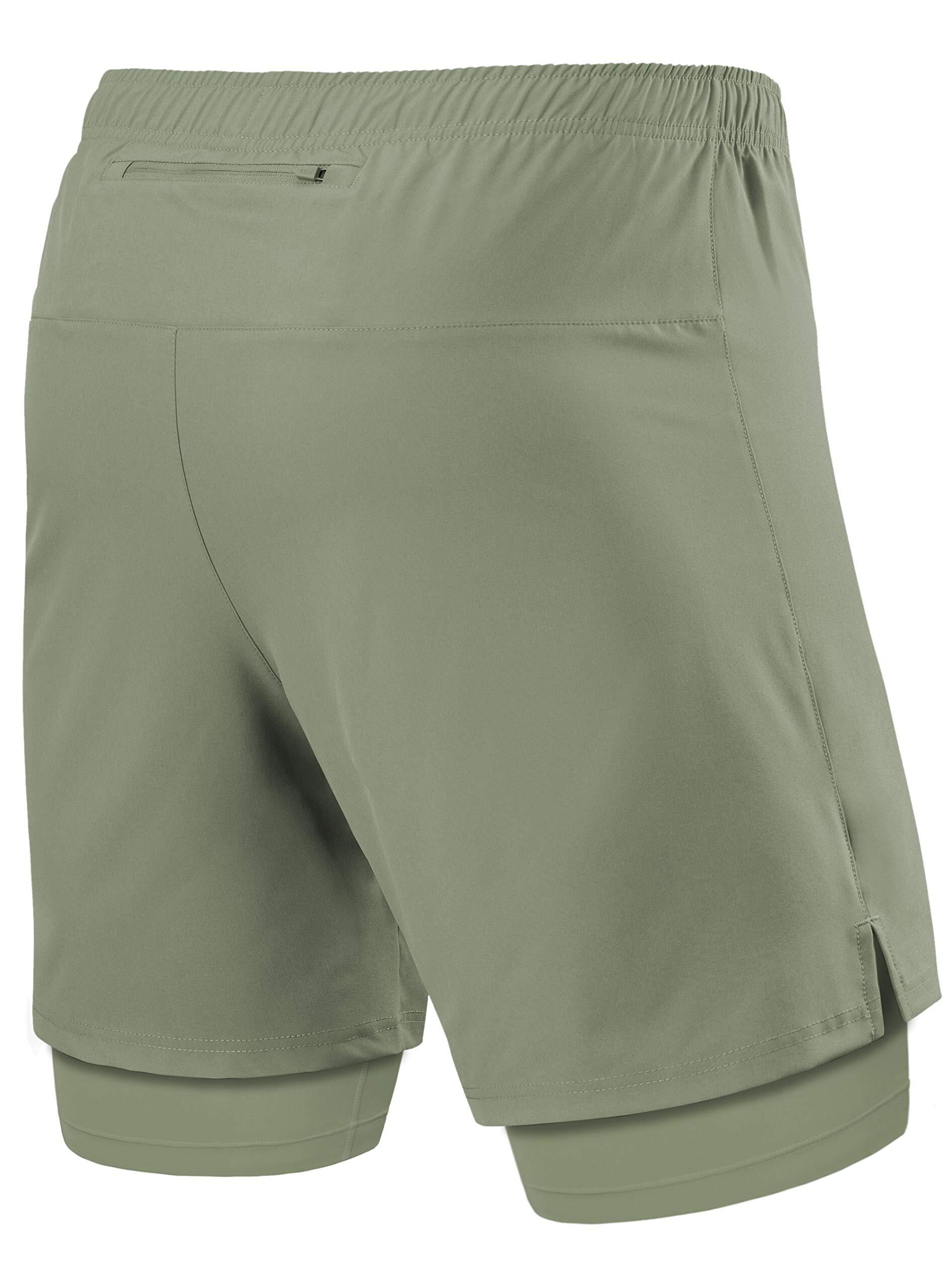 Men's Ultra 2-in-1 Running Shorts with Key Pocket - Army / Army 2/5