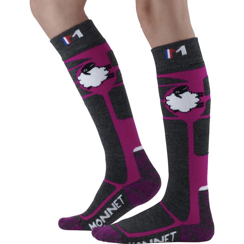 WOOLY - Chaussettes de ski en laine mérinos pour les juniors.