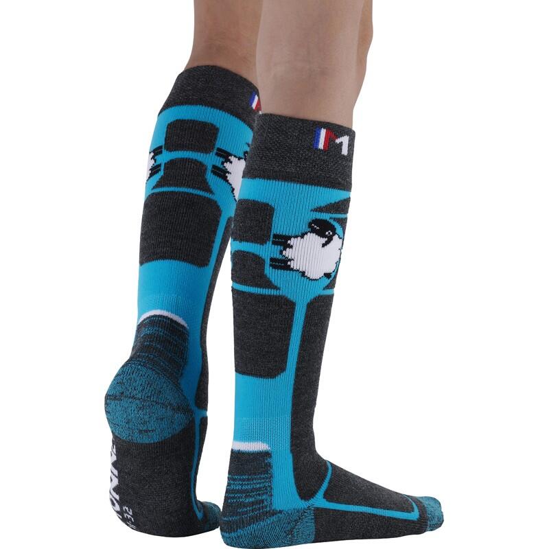 WOOLY - Chaussettes de ski en laine mérinos pour les juniors.