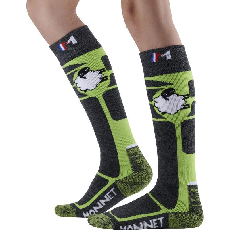 WOOLY - Chaussettes de ski en laine mérinos pour les juniors.