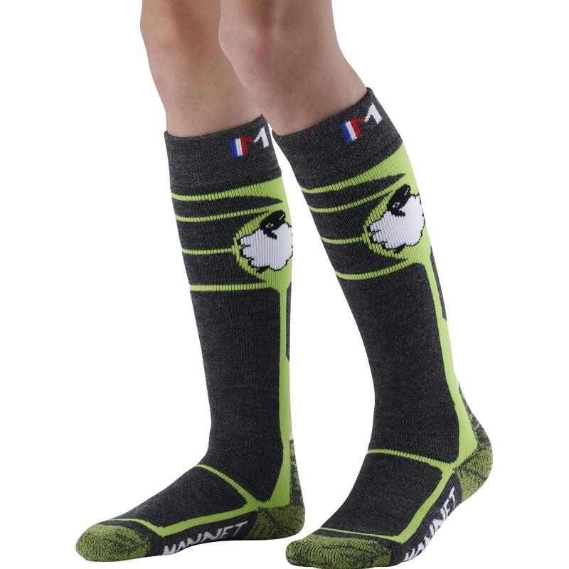 WOOLY - Chaussettes de ski en laine mérinos pour les juniors.