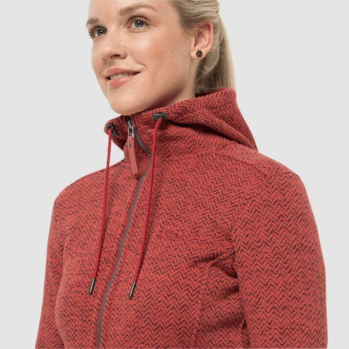 Veste à capuche Jack Wolfskin Patan W en Rouge Corail, Taille M 3/5