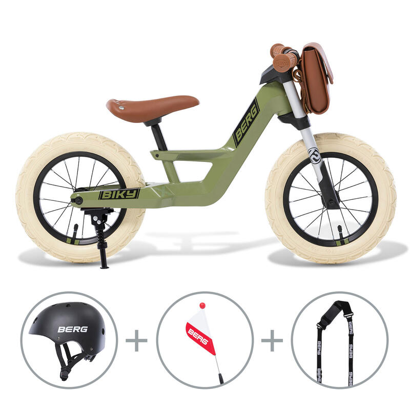 Vélo d’équilibre Biky Retro Vert avec tous les accessoires Biky