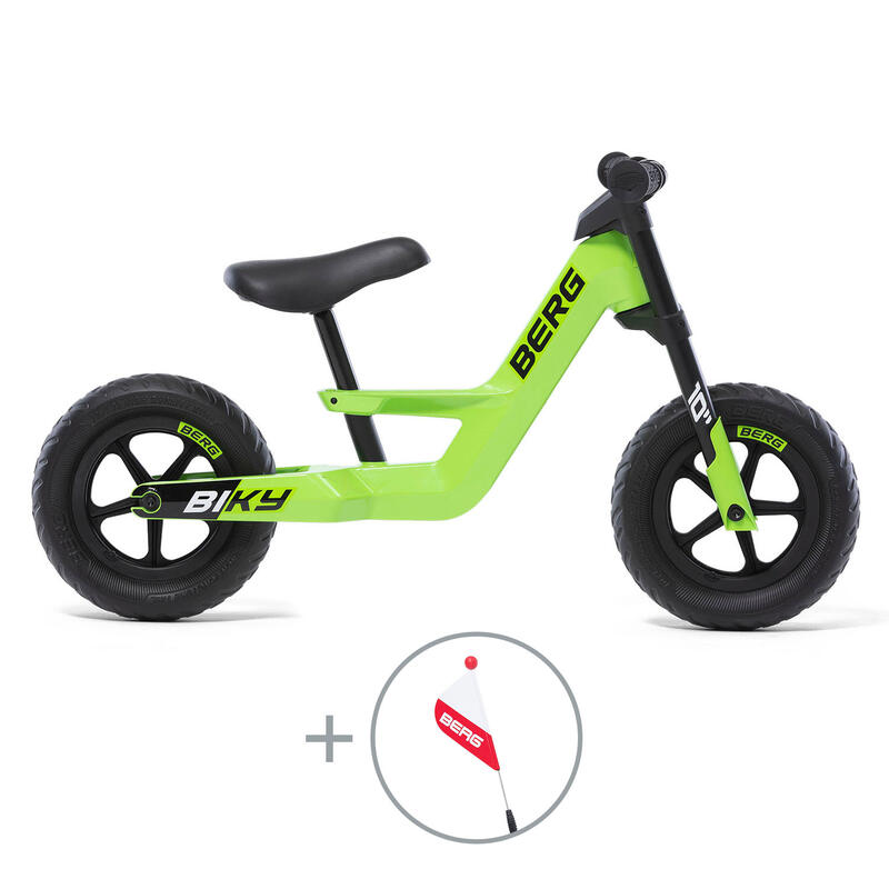 Vélo d'équilibre Biky Mini Vert avec drapeau de sécurité