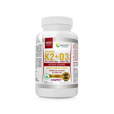 WISH PHARMACEUTICAL Vitamin K2 VitaMk-7 200mcg + D3 100mcg - 120caps