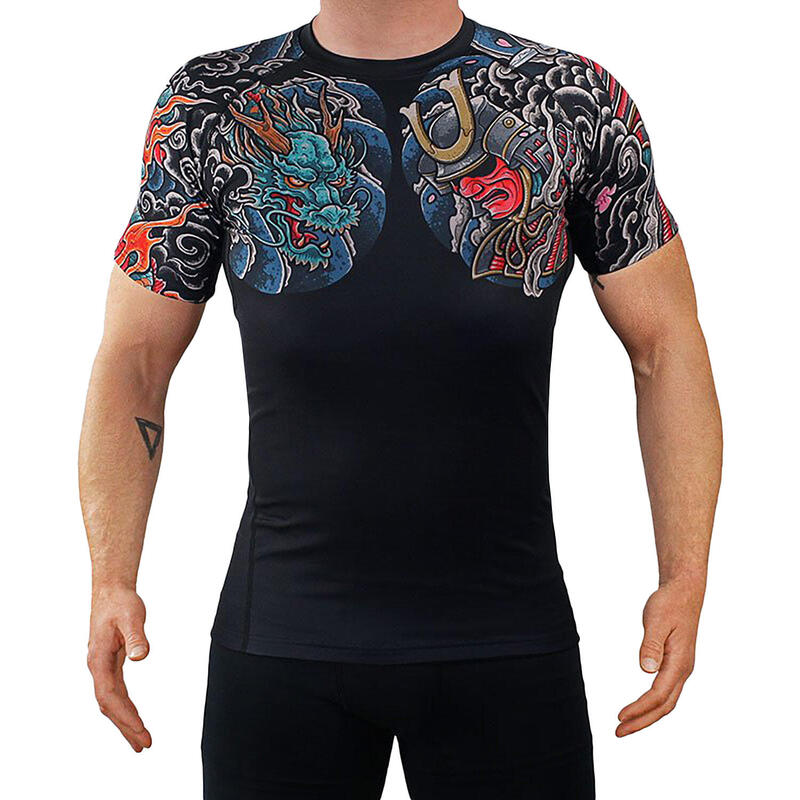 Rashguard do MMA męski Groundgame BUSHIDO 3.0 z krótkim rękawem