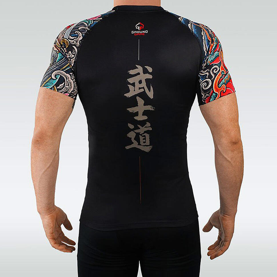 Rashguard do MMA męski Ground Game BUSHIDO 3.0 z krótkim rękawem