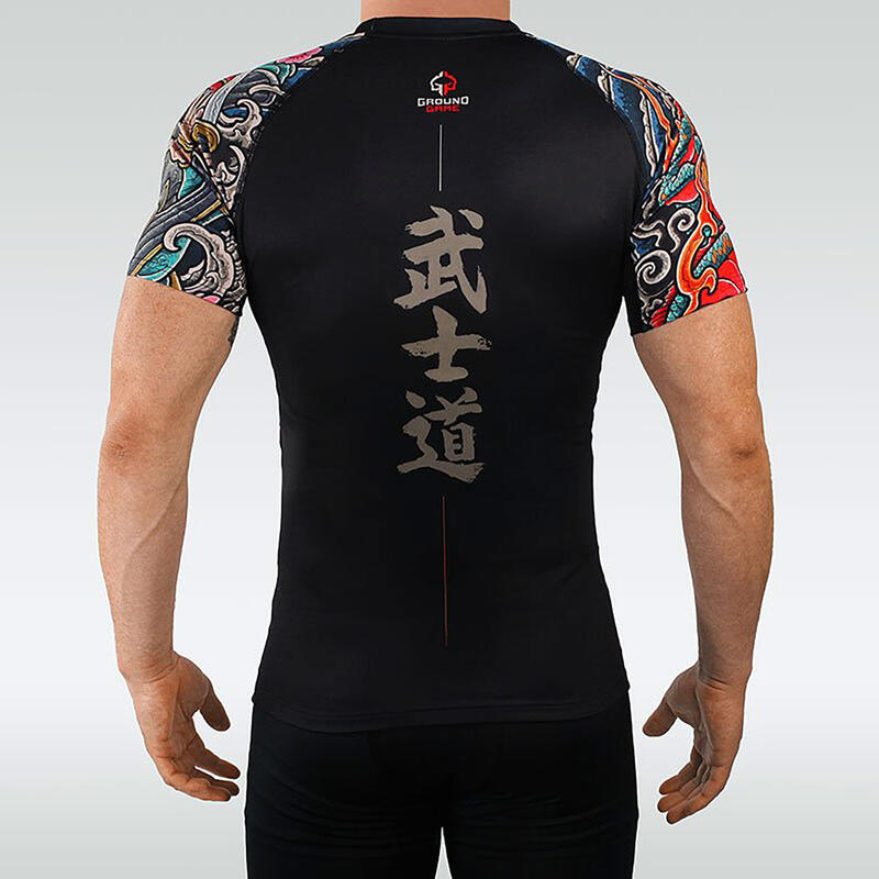 Rashguard do MMA męski Groundgame BUSHIDO 3.0 z krótkim rękawem