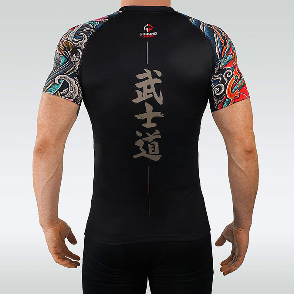 Rashguard do MMA męski Groundgame BUSHIDO 3.0 z krótkim rękawem