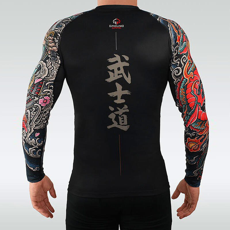 Rashguard do MMA męski Groundgame BUSHIDO 3.0 z długim rękawem