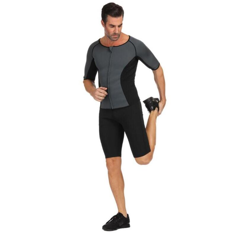 Costum Fitness pentru slabit barbati,  Negru Gri, Neopren