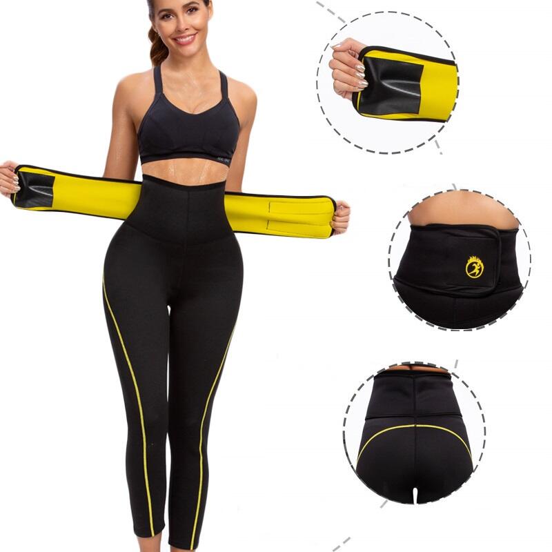Fitness kalhoty se zabudovaným páskem pro hubnoucí ženy, neopren