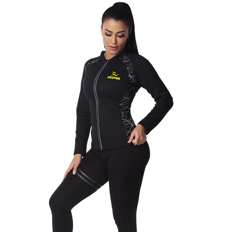 Bluza Fitness pentru slabit, femei,  Negru , Neopren