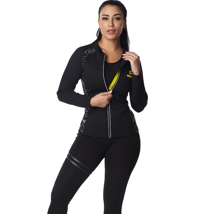 Bluza Fitness pentru slabit, femei,  Negru , Neopren