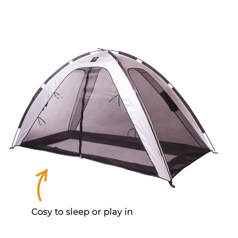 rede mosquiteira para tenda com cama deryan - 200 x 90 cm prateada