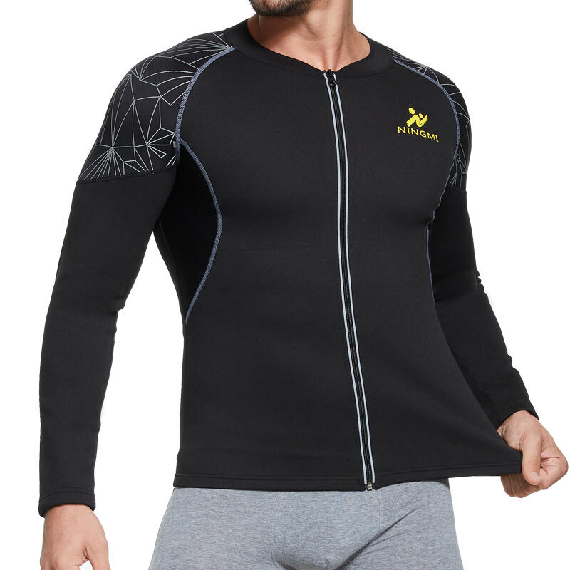 Bluza Fitness pentru slabit barbati, Negru, Neopren