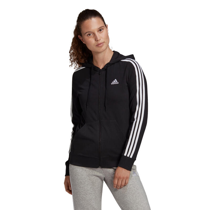 Sudadera adidas Essentials Single Jersey 3-Stripes, Negro, Mujer