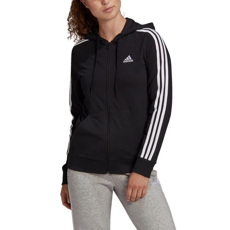 Sudadera adidas Essentials Single Jersey 3-Stripes, Negro, Mujer