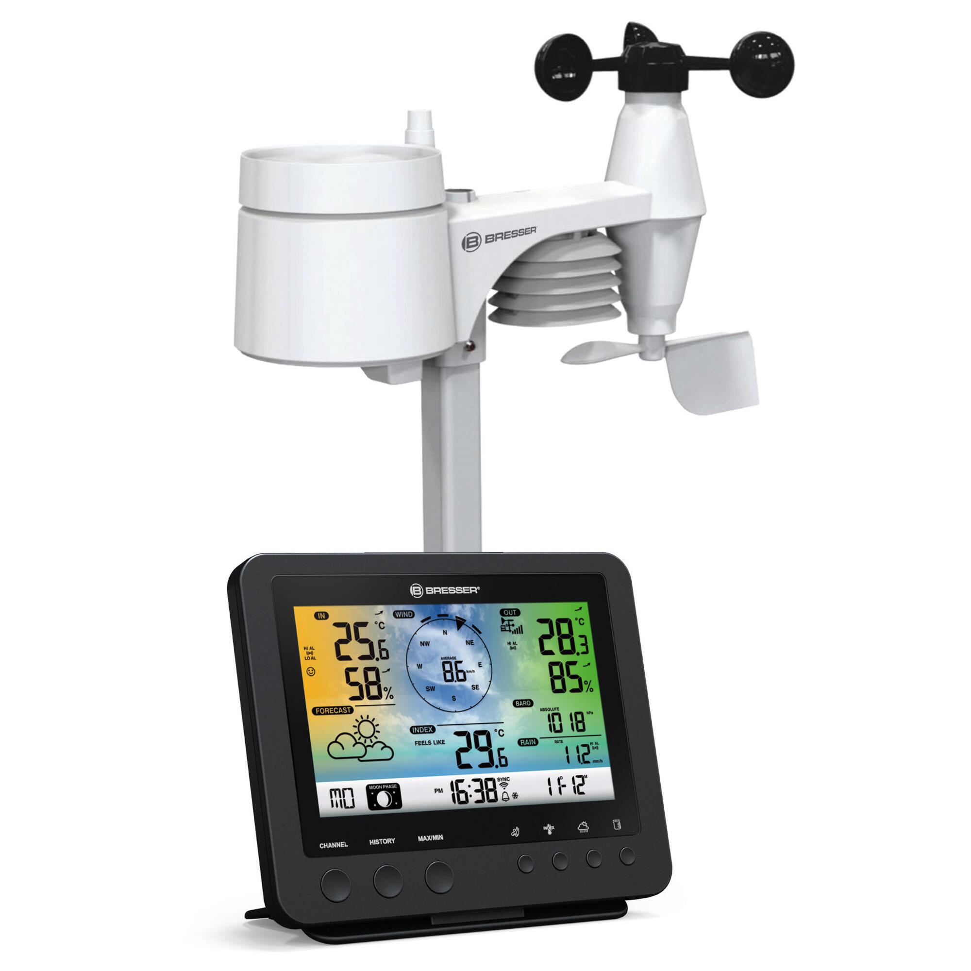 Bresser - Station Météo Couleur Bresser Wifi Avec Capteur Extérieur 5-en-1 - Station Météo - Noir - Taille Unique - Decathlon