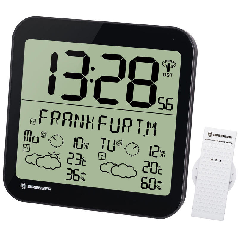 Reloj con información meteorológica LCD MyTime Meteotime Bresser - negro
