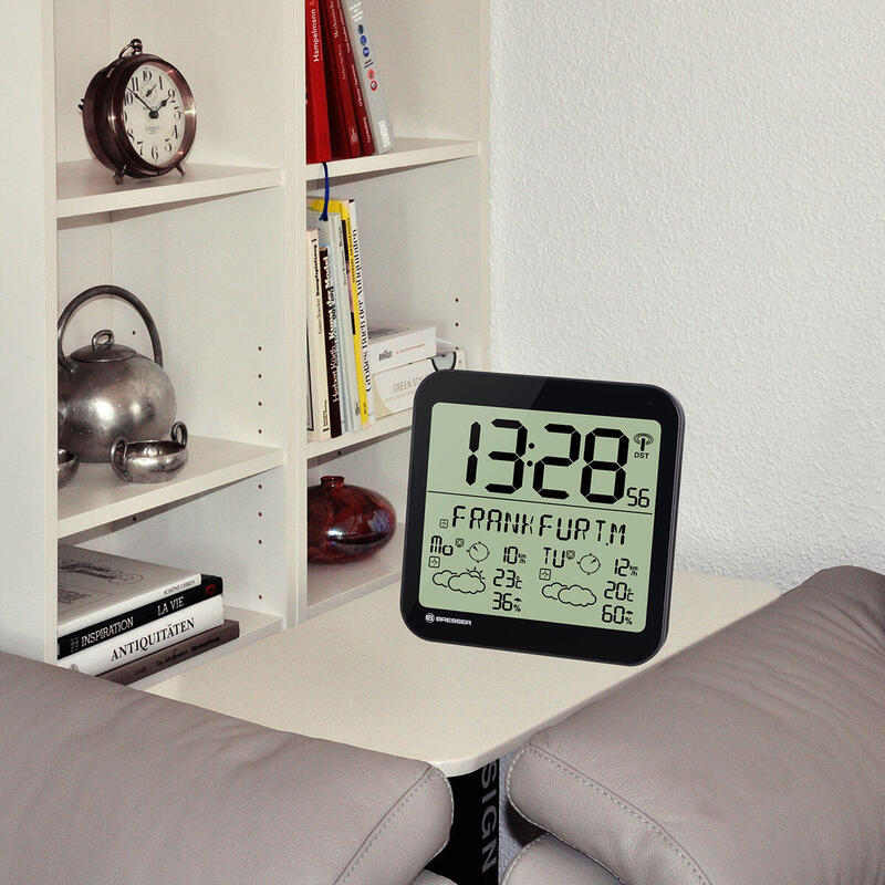 Reloj con información meteorológica LCD MyTime Meteotime Bresser - negro
