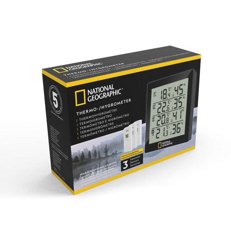 Termometro e igrometro con 3 sensori National Geographic