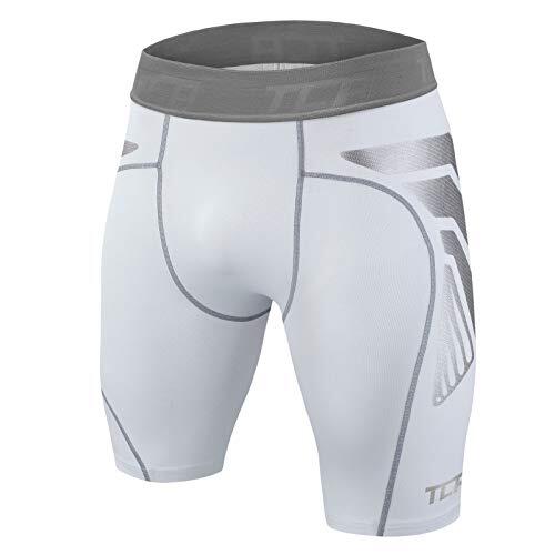 TCA Men's CarbonForce Quick Dry Base Layer Compression Shorts - Pro White