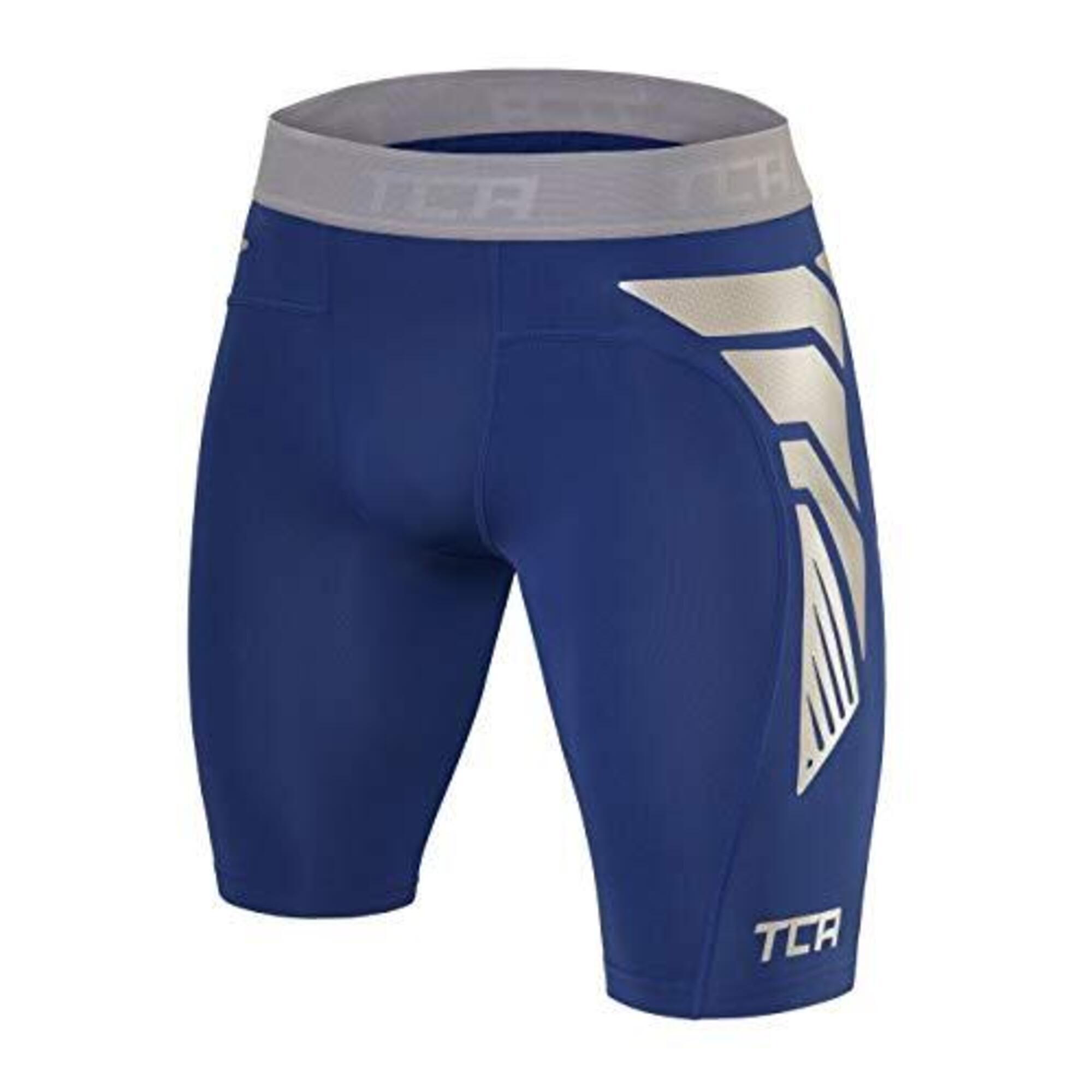 TCA Men's CarbonForce Quick Dry Base Layer Compression Shorts - Blueprint