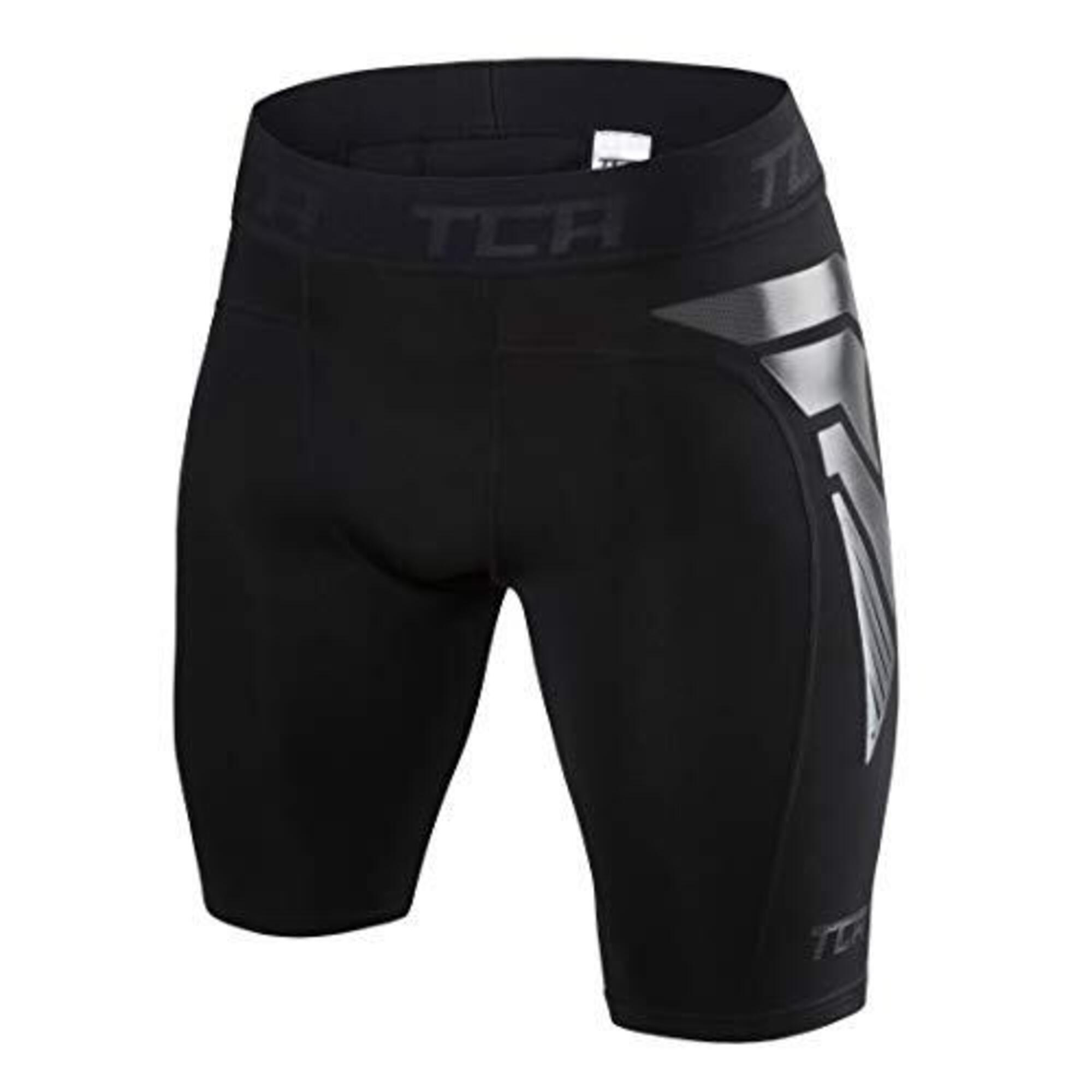 TCA Men's CarbonForce Quick Dry Base Layer Compression Shorts - Black Stealth