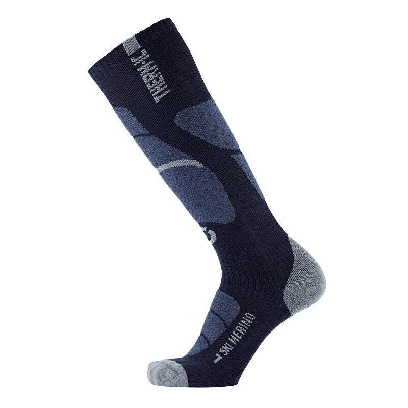 Meias de ski de lã merino azul adulto