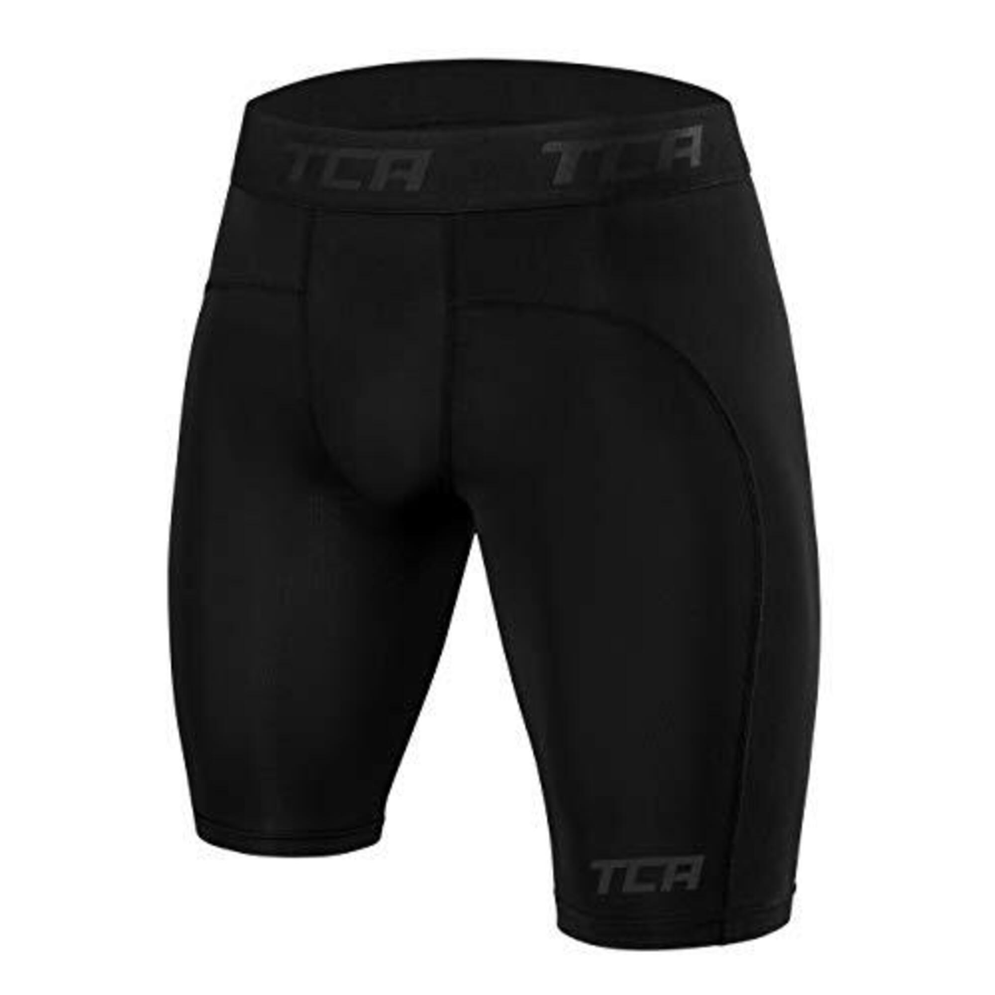 TCA Men's Performance Base Layer Compression Shorts - Black Stealth