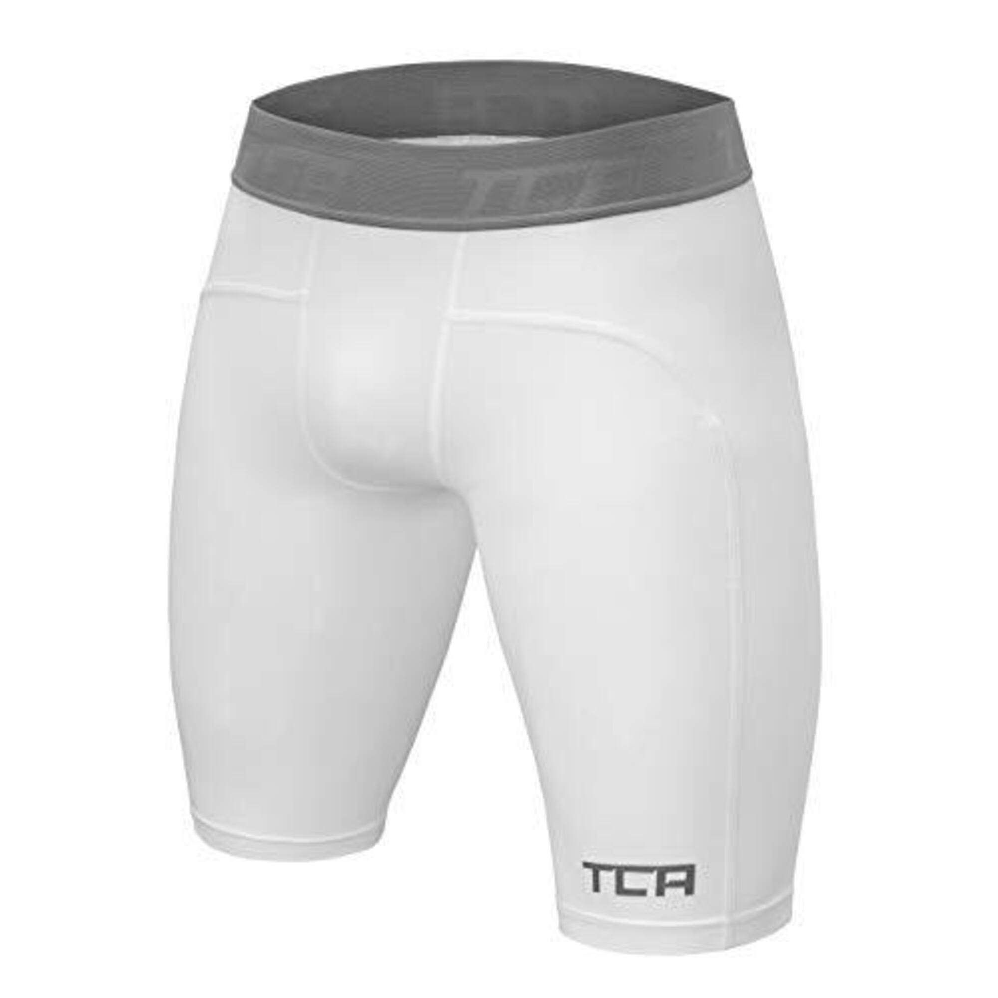 TCA Men's Performance Base Layer Compression Shorts - Pro White