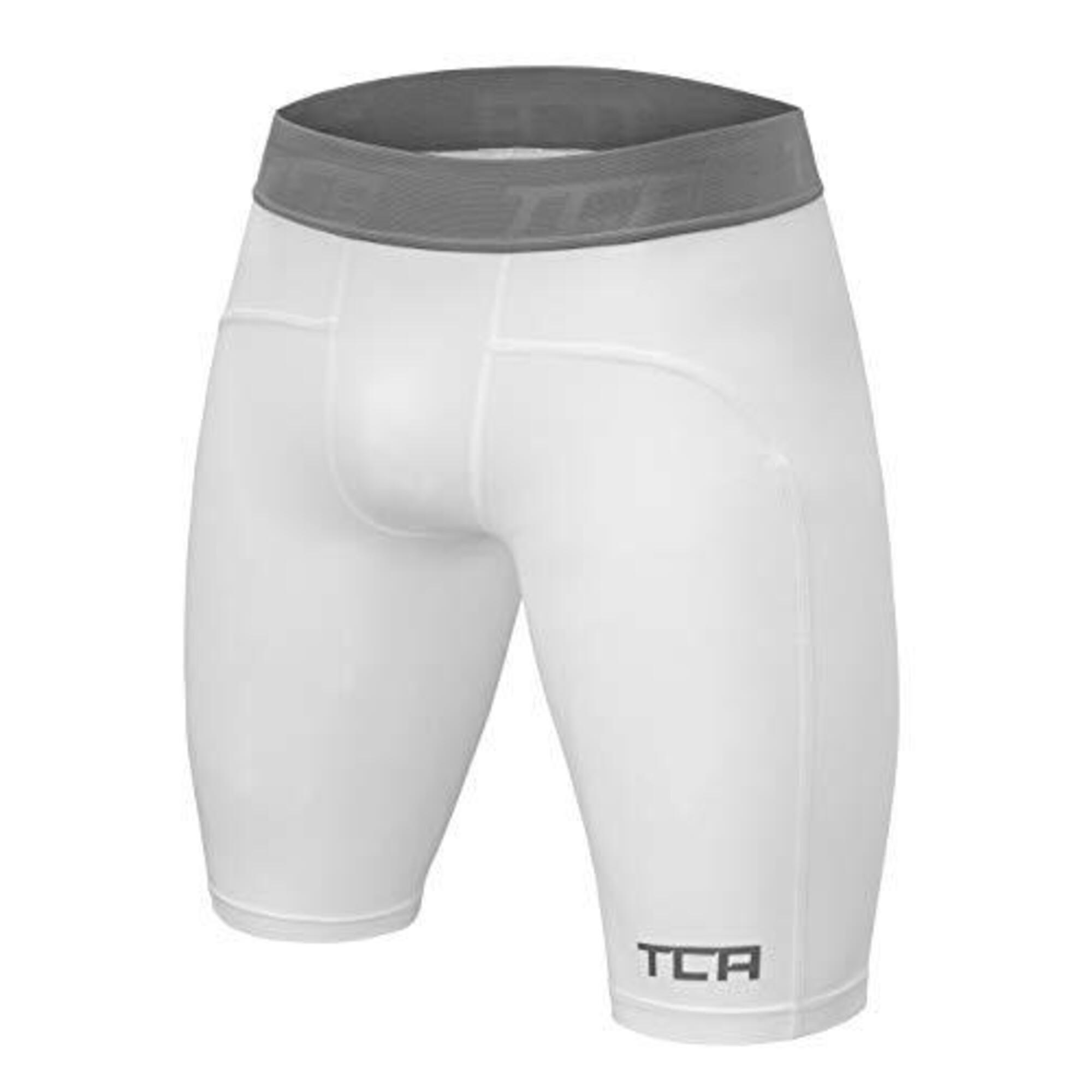 Men's Performance Base Layer Compression Shorts - Pro White 1/5