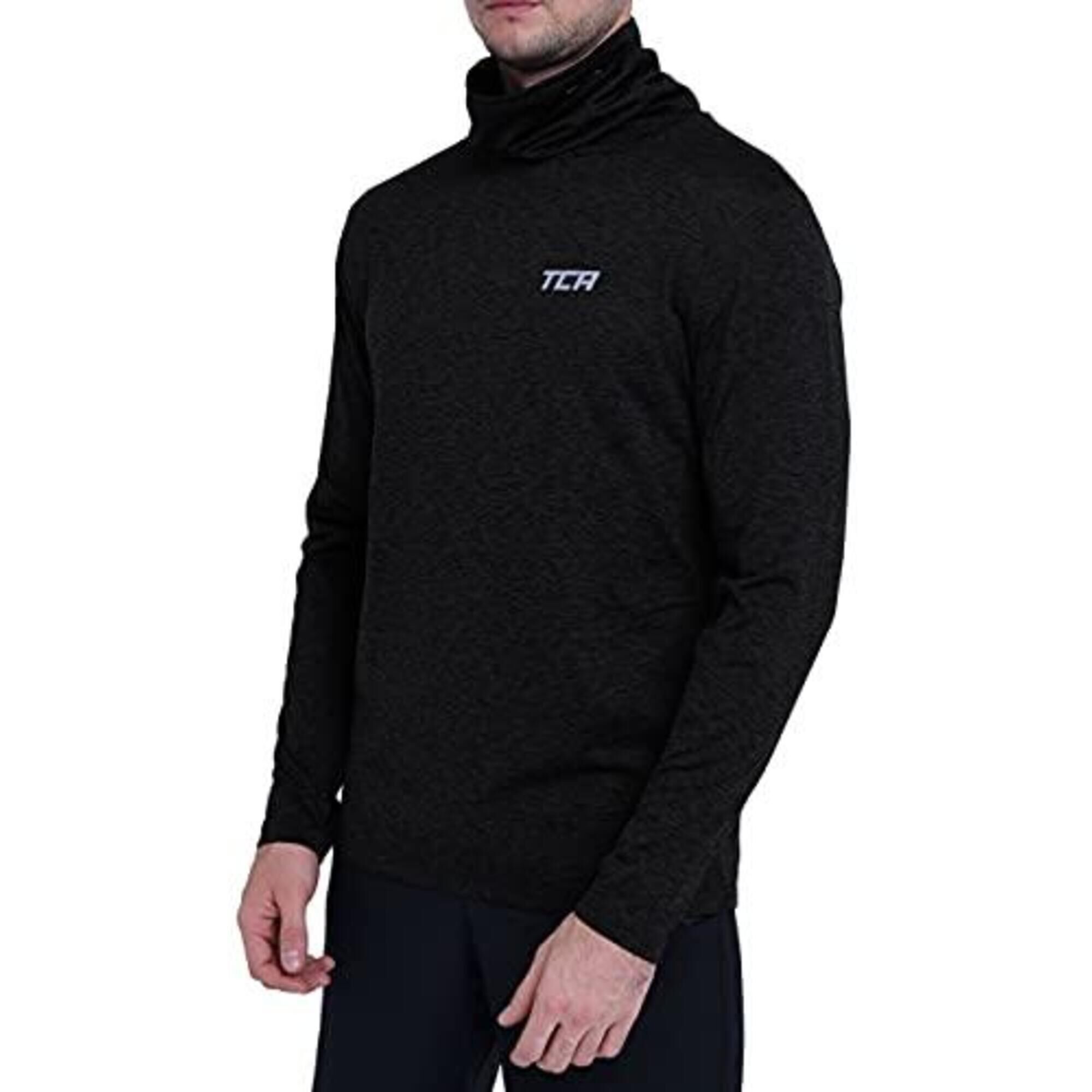 TCA Men’s Thermal Funnel Neck Top - Black Stealth