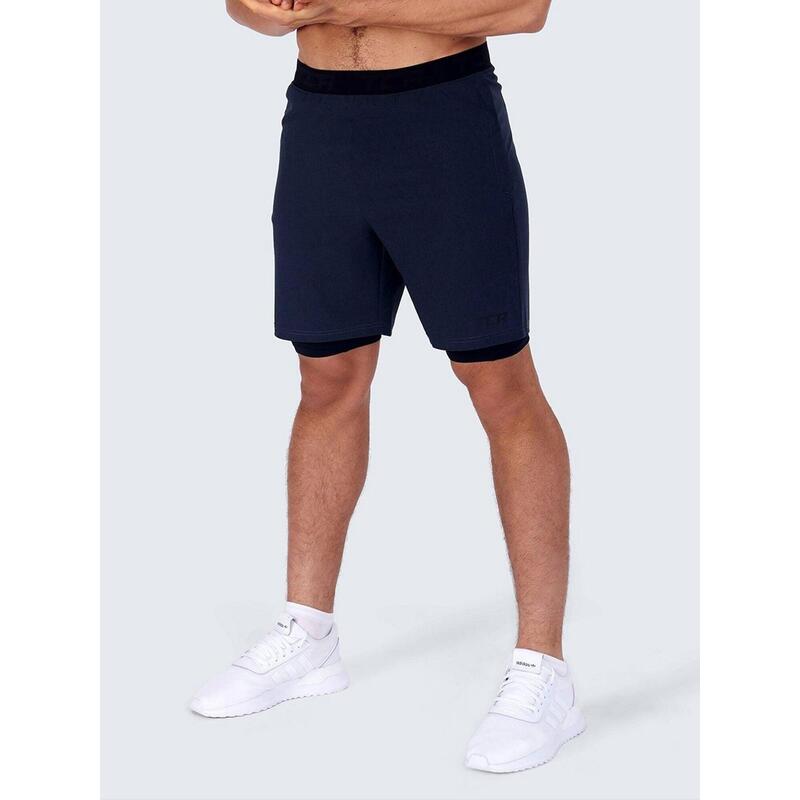 Heren Utility-2-in-1 hardloopshorts met ritssluiting zakken