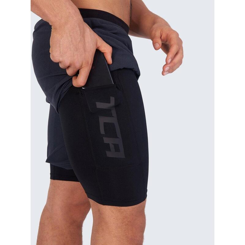 Heren Utility-2-in-1 hardloopshorts met ritssluiting zakken