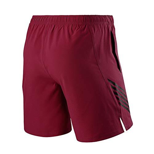 Men's Laser Light Weight Running Shorts with Pockets - Carmine Red 2/5