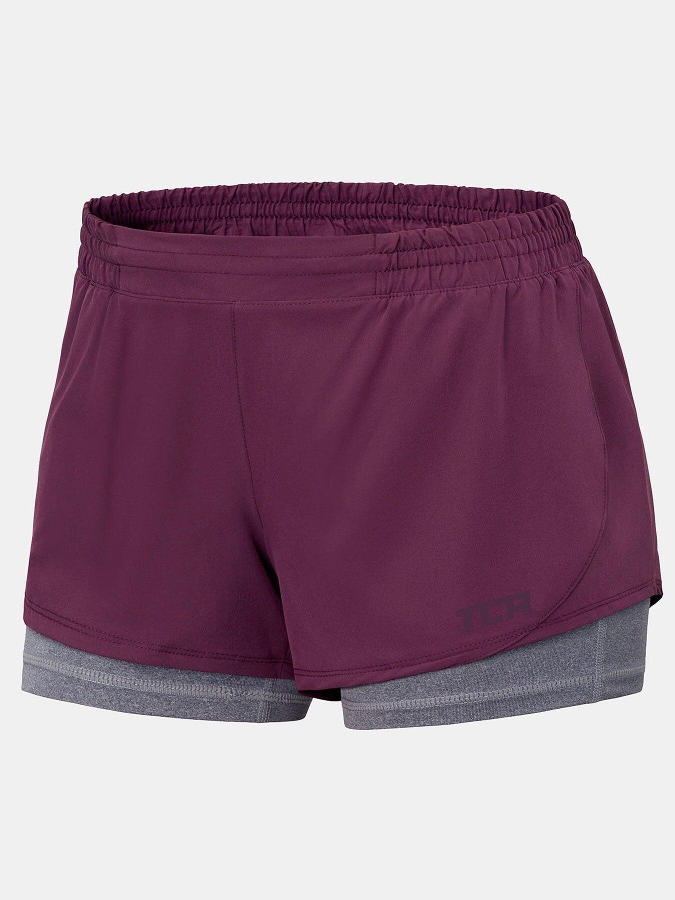 TCA Women’s Perform 2-in-1 Shorts with Zip Pocket - Prune/Mid Grey